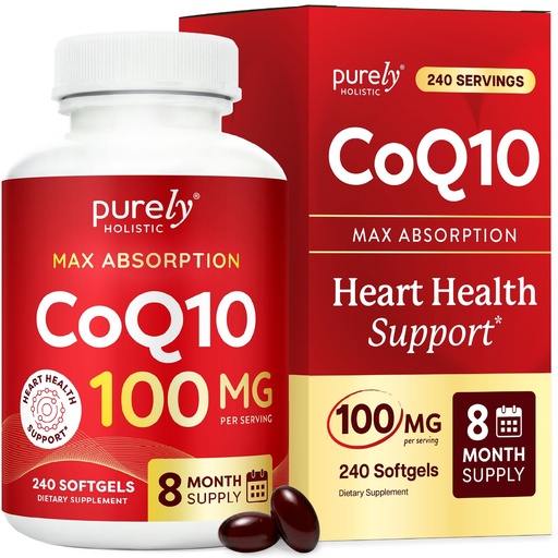 [BRSWIBT6BAAROFAV] CoQ10 100mg Softgels | Heart Health Support | 8 Month Supply | High Absorption Coenzyme Q10 for Energy Levels & Vitality Support | Co Q 10 Supplement | Non-GMO & Gluten-Free | 240 Co Q10 Softgels