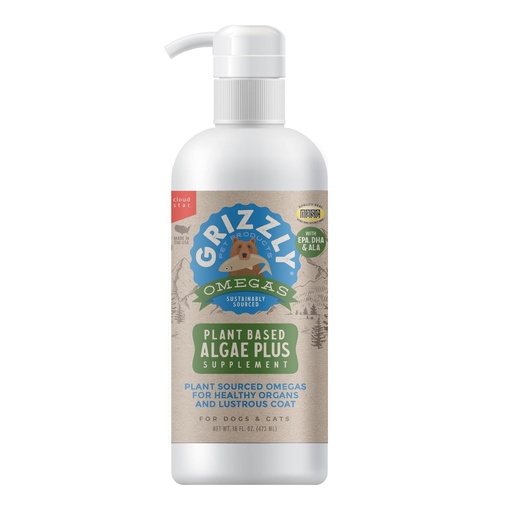 [BRSWYAT3OQPGY2AV] Grizzly Pet ProductsAlgal Plus Omega 3-6-9 Food Supplement for Dogs and Cats, 16 Ounce Bottle