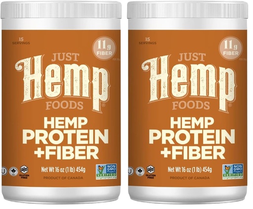 [BRSRAY35CUPWM3D3] Just Hemp Foods Hemp Protein Powder Plus Fiber, Non-GMO Verified with 11g of Protein & 11g Fiber per Serving, 16 oz - Packaging May Vary (Pack of 2)