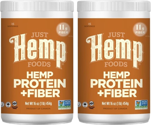 [BRSRAY35CUPWM3D3] Just Hemp Foods Hemp Protein Powder Plus Fiber, Non-GMO Verified with 11g of Protein > 11g of Fiber per Serving, 16 oz - Packaging May Vary (Pack of 2)