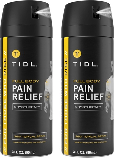TIDL Cryotherapy Pain Relief Spray, 3 Oz (Pack of 2) Targeted Neck Pain, Joint & Muscle Pain Relief with Organic, Plant-Based Menthol, Instant Cooling for Arthritis, Back & Knee Pain