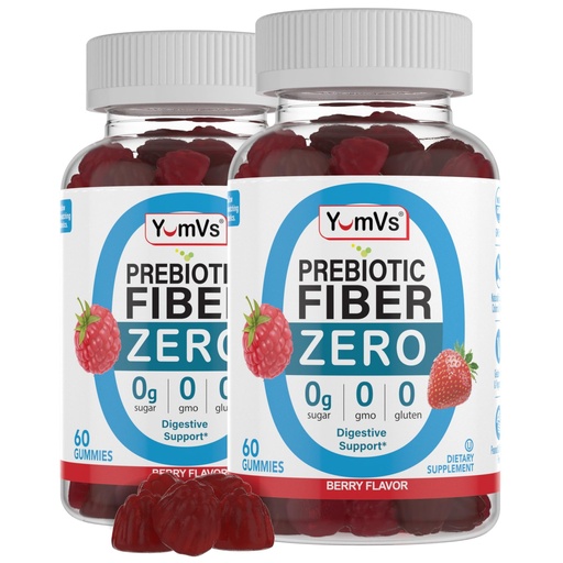 [BRSRMHQZAEFBUCDO] YumVs Sugar Free Prebiotic Fiber Gummies for Adults and Kids - Berry Flavor - Kosher Halal 4g High Fiber Supplement for Women and Men - Daily Fiber for Digestive Health (60 Count, 2PK)