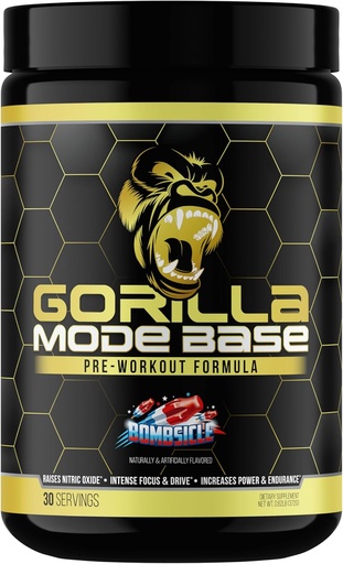 [BRSROGT2DN4BA3IU] Gorilla Mind Base Pre Workout - Aumenta Nitric Oxide Intense Focus " Drive Endurance Power - L-Citrulline, L-Tyrosine, Betaine, Alpha-GPC, Caffeine, Huperzine A - 360 Grams (Bombsicle)