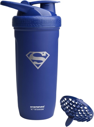 [BRSWYCQLCQJRG3TK] Smartshake DC COMICS Reforce Stainless Steel Protein Shaker Bottle 900 ml | 30 oz - Leakproof Screw-on Lid - BPA Free – Unisex - Non Insulated - Superman Logo