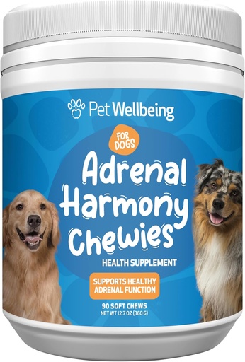[BRSRAFL6BMFREF3B] 애완 동물 웰빙 Adrenal Harmony Chewies for Dogs - Vet-Formulated - 개 Adrenal 지원, Cortisol 균형, Ashwagandha, Bacopa - 초본 보충 (90 연약한 Chews)