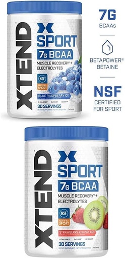 [BRSWY235BAHGYHTX] Scivation Xtend Hydrasport BCAA Powder, Branched Chain Amino Acids, BCAAs, Zero Sugar Electrolyte Drink Powder + Hydration, Blue Raspberry & Strawberry Kiwi, 30 Servings Twin Pack