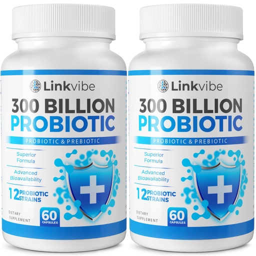 [BRSROYA5CRYRQ2D5] Probiotic 300 Billion CFU - 12 Strains with Organic Prebiotics for Digestive & Gut, Immune, Bloating Health - Probiotics for Women and Men - Daily Dairy Free, Shelf Stable - 120 Counts