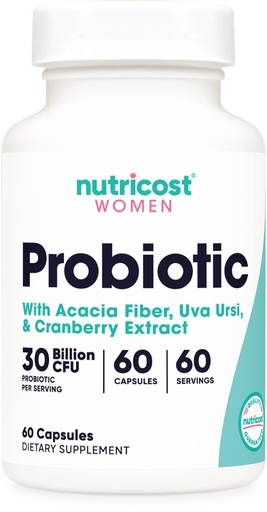 [BRSRAZA5BEJW2H32] Nutricost Probiotic for Women 30 Billion CFU, 60 Capsules - Complex with Acacia Fiber, Uva Ursi & Cranberry Extract, Non-GMO & Gluten Free