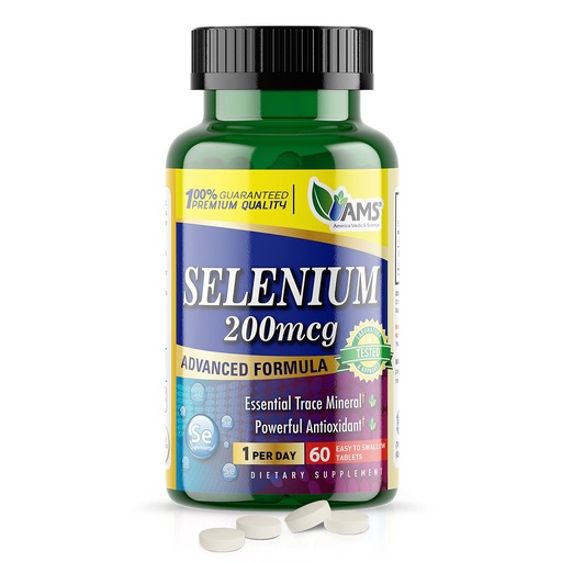 [BRSWYZD4OF7WKAD2] America Medic & Science Selenium 200 mcg (1 Pack of 60 Tablets) Pure Dietary Supplement for Men and Women, Essential Trace Mineral and Powerful Antioxidant Best for Immune Support and Thyroid Health