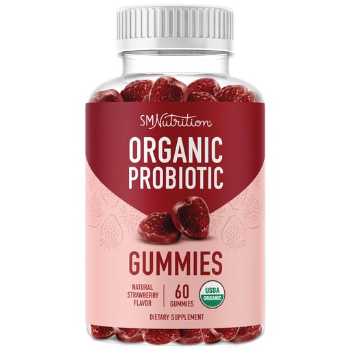 [BRSWY2T2AQFBU336] Organic Probiotics Gummies | 5 Billion CFU Probiotics for Digestive Health & Immune Support | Hardy Bacillus Subtilis | Strawberry Gummies | Shelf Stable, Gluten-Free, Vegan | 60 Ct. (1 Month Supply)