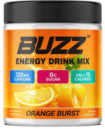 [BRSWG2Y2AR7AEE3P] Morning Buzz Energy Drink Powder - Sugar Free Energy Drink Mix - Pre Workout Drink Mix with 18 Vitamins & Minerals, No Jitters, No Crash - Gluten Free, No Artificial Dye, Original Orange Burst Flavor
