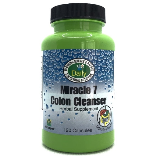 [BRSWKYIHCV5B2HTY] Daily Manufacturing Miracle 7 Colon Cleanser™ (Wheat Grass, Acidophilus, Apple Fiber, Gentian, Goldenseal Root, Buckthorn, Rhubarb, Cascara Sagrada, Whole Leaf Aloe Vera & Cinnamon) 120 Capsules