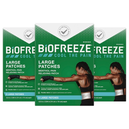 [BRSWGA32PIHQOFD7] Biofreeze Patches Menthol Pain Relieving Patches (5 Per Box, Pack Of 3) Up To 8 Hours Of Pain Relief From Sore Muscles, Arthritis, Backaches, Spains, Bruises, Strains And Joint Pain (Package May Vary)