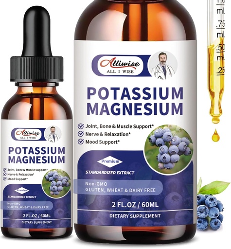 [BRSROCY2BBYGKHQV] 2 Pack Potassium Magnesium Supplement Liquid - High Absorption Calm Magnesium Complex & Potassium Plus Calcium, Vitamin D3, Zinc for Leg Cramps & Bone & Energy & Immune Support - 4 Fl oz