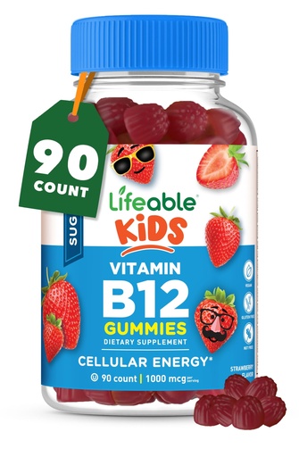 [BRSW2AALAUJRAC3Z] Lifeable Sugar Free Kids Vitamin B12 Gummies | 1000 mcg | Great Tasting B12 Vitamins for Kids | Energy, Mood, and Metabolism Support | B 12 Vitamin Gummies for Boys and Girls | 90 Gummies