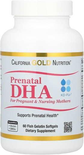 [BRSWGBT2OEGWKHTU] California Gold Nutrition Prenatal DHA, Omega3 Fatty Acids DHA és EPA Plus kolin terhes és szoptató anyák számára, 900 mg, 60 hal zselatin Softgels (450 mg / Softgel)