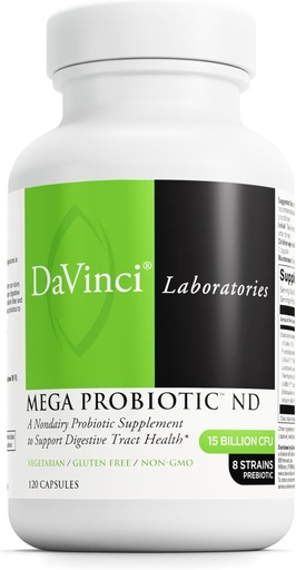 [BRSWIYACBACRY33I] DAVINCI Labs Mega Probiotic ND - Non-Dairy Probiotic Supplement Supports Gut, Digestive & Brain Health* - Gut Health Support Supplement with Non-Dairy Complex* - 120 Vegetarian Caps