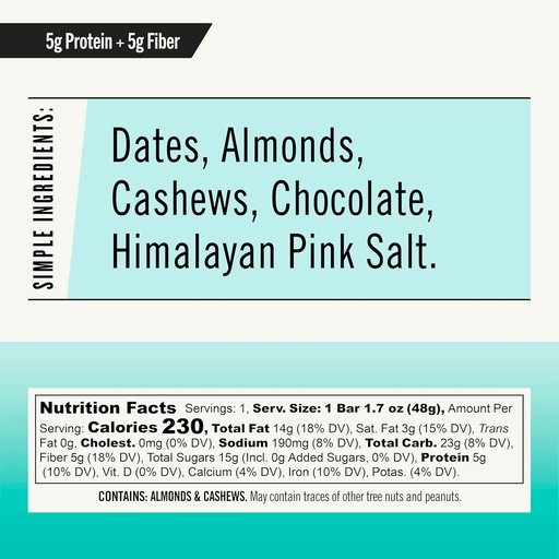 [BRSWYCAYBMFRS2T6] Thunderbird Bars Energy Snack, sans gluten avec des protéines, aliments sains et réels, Paléo végétalien non-OGM, Pas de sucre ajouté, chocolat au beurre d'amande Saveur de sel de mer (12 comte, 1,7 oz. Bars)