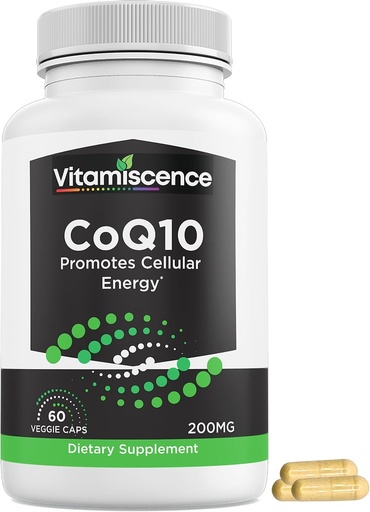 [BRSROZABPN6WYD3P] CoQ10, One Pack, 200mg, 60 Capsules Count. Promotes Cellular Energy, Antioxidant, Co q10 Supplements, for Men and Women.