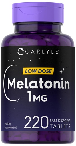 [BRSW2GQFOR5ROA3F] Carlyle Melatonin 1 mg | 220 Fast Dissolve Tablets | Low Dose | Vegetarian, Non-GMO, Gluten Free