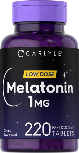 [BRSW2GQFOR5ROA3F] Carlyle Melatonin 1 mg  220 Fast Dissolve Tablets ← Baja Dose ← Vegetariano, No GMO, Gluten Free