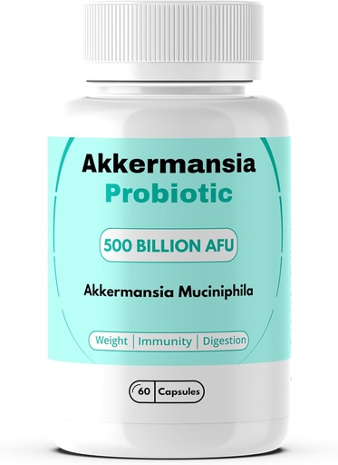 [BRSRAFABCAHAG33O] Akkermansia Muciniphilia Probiotic 500 miliárd AFU pre zdravie Gut, pre imunitu, zelený čaj, chróm, vitamín D a vitamín B12, 60 kapsúl