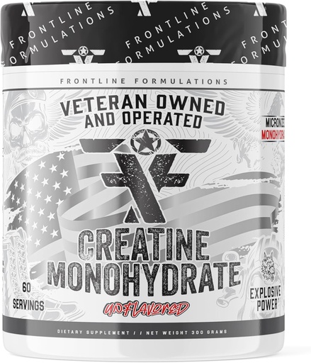 [BRSRO2QZCIGRYH35] Creatine Monohydrate, Promotes Lean Muscle Growth, Unflavored, Aids Muscle Recovery, Post-Workout Supplement, Veteren Owned and Operated (60 Servings, Creatine Monohydrate)