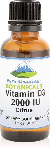 [BRSWGZL6AQMB6ELG] Pure Mountain Botanikalar Flavored Vitamin D Drops - Orange və Limon Flavored Liquid Vitamin D3-2000iu - 1oz Şişe