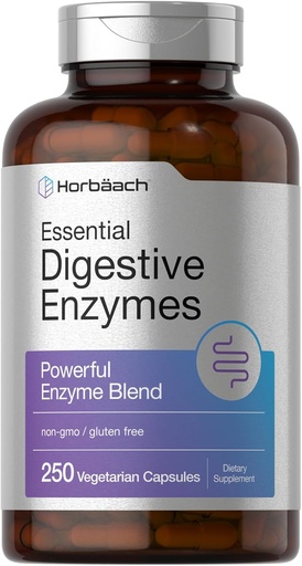 [BRSROCYYA4BAMYLH] Horbäach Esencial Enzymes Digestivos Silencioso 250 cápsulas  Powerful Enzyme Blend for Men &amp; Women ← Non-Gluten Free Supplement
