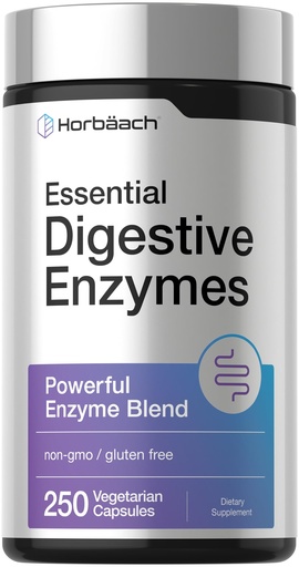 [BRSROCYYA4BAMYLH] Horbäach Essential Digestive Enzymes | 250 Capsules | Powerful Enzyme Blend for Men & Women | Non-GMO & Gluten Free Supplement