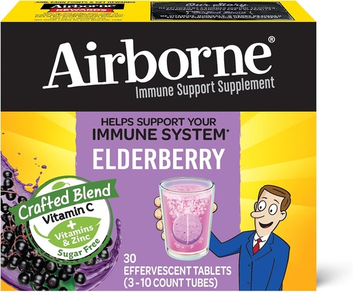 [BRSWYBD4AQNBUCD4] Airborne Elderberry Efferverscent Tablets (30 Count In A Box)
