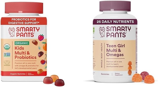 [BRSROBL3DMFGKCD3] SmartyPants Organic Kids Multivitamin Gummies: Пробіотики, Омега 3 (ALA) & Підліток Дівчина Multivitamin Gummies: Омега 3 Рибна олія (EPA/DHA), Вітамін D3, C, Вітамін B12, B6