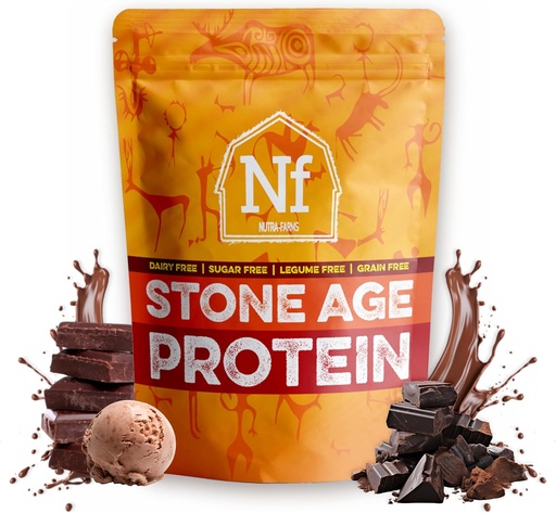 [BRSRMBQCCMMRAF3J] Nutra Farms Stone Age Protein | Gluten-Free Egg White Protein Powder | Egg White Powder | Dairy Free, Sugar Free & Gut-Friendly | Chocolate, 2 lbs