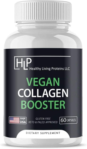 [BRSWYEAROZ6QE3Y3] Healthy Living Proteins | Vegan Collagen Booster | Helps Support & Boost Collagen in Your System for Healthy Hair, Skin, Nails | Vegan, Vegetarian, Keto, Paleo, Gluten Free | Capsules (60 Count)