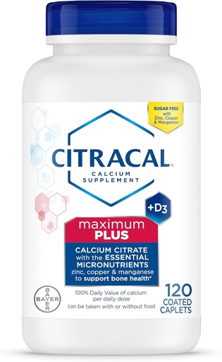 [BRSWIYAHCYDRAEQZ] Citracal Max Plus, 650 mg Calcium Citrate, dễ hấp thụ và hòa tan với 25 mg (1 1000 IU) vitamin D3, xương sức khỏe hỗ trợ cho các thời đại 12+, 120 bá tước (Packing May Vary)