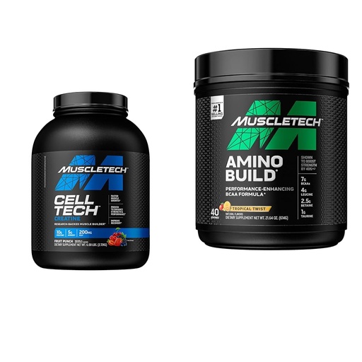 [BRSROBQEAEOQICYV] MuscleTech Creatine Monohydrate Powder Cell-Tech Creatine Powder | Post Workout Recovery Drink & BCAA Amino Acids + Electrolyte Powder, Amino Build, 7g of BCAAs + Electrolytes