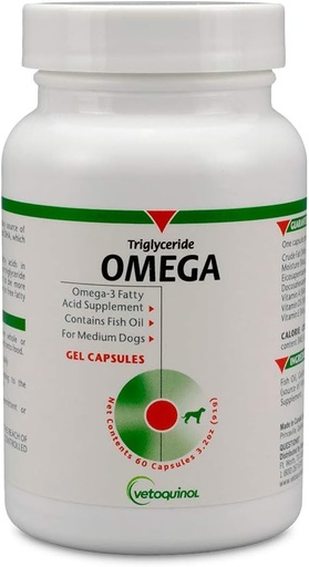 [BRSWIYAYBZ6RW3Q5] Vetoquinol Trigliceryd Omega Dog Supplement Kapsułki, Medium-Rasa: 30- 60 lbs, 60ct