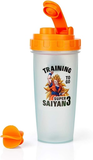[BRSWGCQDAUCA2HTD] Dragon Ball Z Super Saiyan Goku Gym Shaker Bottle - 20 onzas BPA-Free Blender Botella de plástico con Whisk Ball - Protein Shake, Meal Replacement, Smoothie Mixer - Gym Workout Accessory - Ideal DBZ Regalos