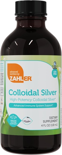 [BRSROCAEOQCQOFD6] Zahler Coloidal Silver Liquid - Suporte Imune Avançado e Saúde Geral - 100 PPM Líquido Líquido Líquido Líquido Líquido Líquido Coloidal - Kosher Vegetarian Non-GMO Estruturado Coloidal Silver Water (4 fl oz)