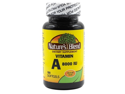 [BRSWIGQRA5YR2FLM] Nature's Blend Vitamin A 8000 IU - 100 Softgels - Supports Eye Health, Immune Function for Vision Support