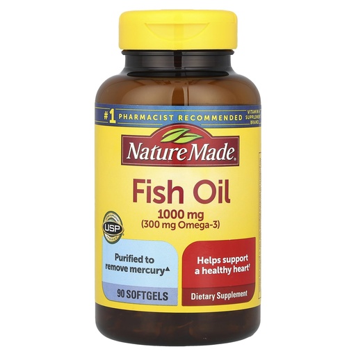 [BRSWIZQ4OADRU3DA] Nature Made Fish Oil 1000 mg, 90 Softgels, Fish Oil Omega 3 Supplement For Heart Health