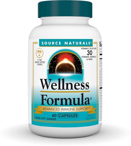 [BRSWIYQ3CN6AK3Q5] Source Naturals Wellness Formula Bio-Aligned Vitamins & Herbal Defense for Immune System Support - Dietary Supplement & Immunity Booster - 60 Capsules
