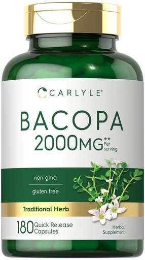 [BRSWGEIODF7RADTL] Carlyle Bacopa Monnieri Capsules | 180 Capsules | Gluten Free Supplement