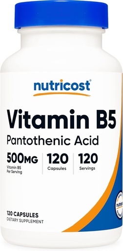 [BRSRMZI5AUMQKD33] Nutricost Pantotenic Acid (Vitamin B5) 500 mg, 120 kapselia