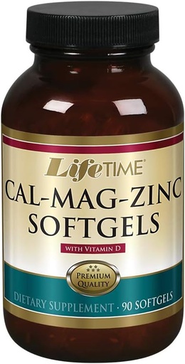 [BRSWIYQTPJ5B2E34] LIFETIME Calcium Magnesium Zinc w/Vitamin D | Support Bone, Muscle & Immunity Health | Easy Absorption | Softgel Capsule | 90 Capsules, 30 Servings