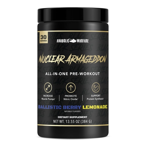 [BRSWGBIOAUBG2ELH] Anabolic Warfare Nuclear Armageddon Pre Workout Powder Pre-Workout for Men & Women with L-Citrulline, Beta Alanine Powder and Caffeine (Ballistic Berry Lemonade - 30 Servings)