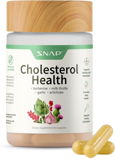 [BRSROEAKCR7GCEIY] Snap Supplements Cholesterol Health - Natural Support for Heart, Liver, Digestive and Metabolic Health, 60 Vegetarian Capsules (30 Servings, 1 Month Supply)