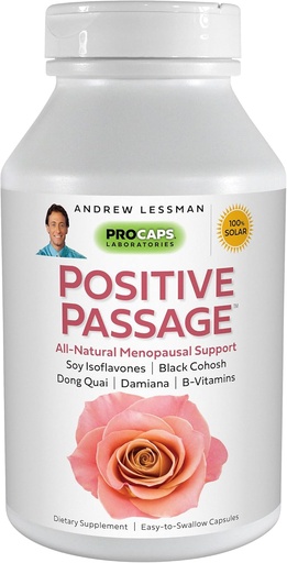 [BRSWYYYFOEGQGHT3] ANDREW LESSMAN Positive Passage 180 Capsules - Natural Menopausal Support and Balance for Women's Hormone Levels. with Soy Isoflavones, Black Cohosh, Dong Quai, Damiana. No Additives