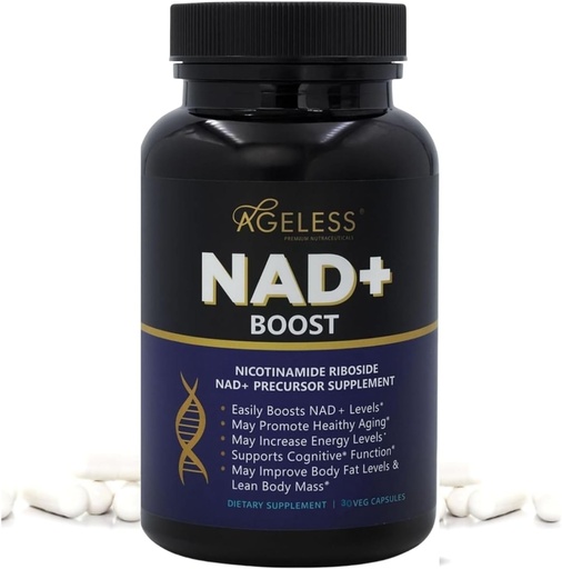 [BRSRAEINOV5BY3AV] NAD d'edat sense edat suplementaris per a la dona i els homes de l' Alta Purity 300mg Nicotinade Ribodejude Chloride NMN suplementaris per al suport contra l'energia antiquang, Focus, Fat i Cognitive 30