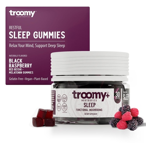 [BRSRAZYCOIPWKCQY] Troomy Sleep Gummies for Adults and Kids, Great Tasting Black Raspberry, Red Reishi Mushroom, Easy Restful Natural Sleep Aid, 30 Count